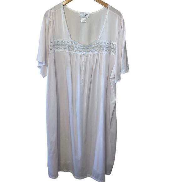 VTG Amanda Stewart Intimates Blush/ Pink Floral Lace Flutter Sleeve Nightgown 3X - Picture 1 of 13